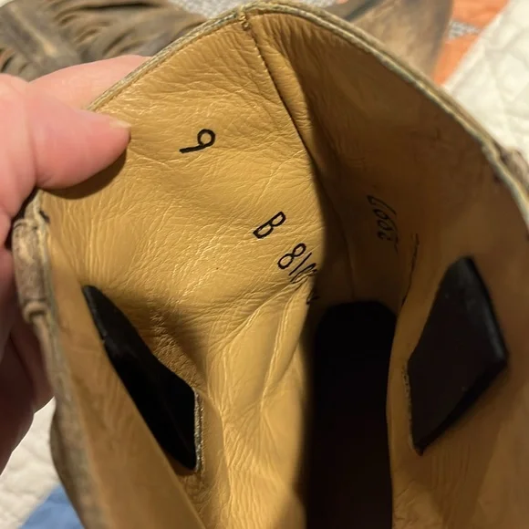 Matisse Distressed Layered Leather Fringe Festival Cowboy Booties - Picture 11 of 12